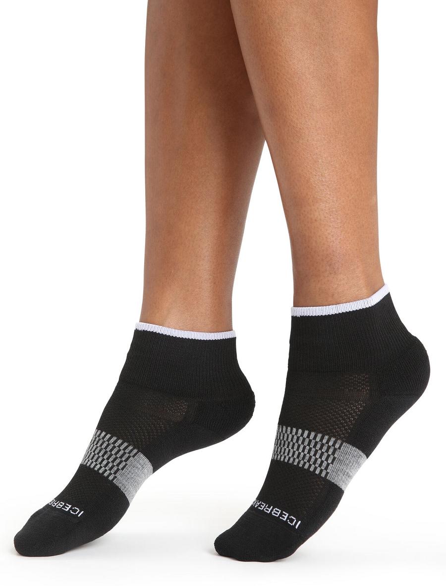 Women\'s Icebreaker Merino Multisport Light Mini Socks Black / Snow | CA 1531LISH